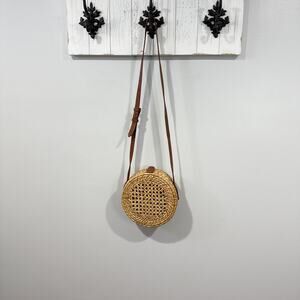 J.Crew Rattan Circle Crossbody Bag with Leather Strap – EUC